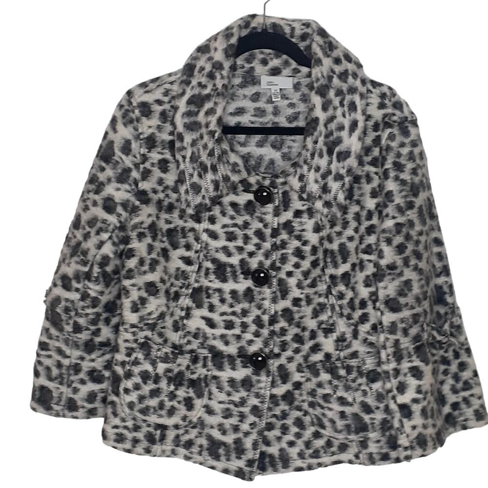 Linea Domani Wool Blend Jacket Size 14 Gray & Black 3 Button Pockets